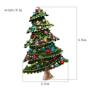 Green Rhinestone Christmas Tree Brooch