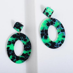 Geometric Oval Dangle Earrings