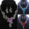 Butterfly Boho Flower Rhinestone Summer  Necklace & Earrings