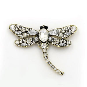 Large Crystal Dragonfly Brooch