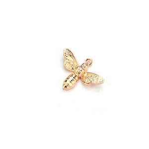 6PCS 24K Gold Color Plated Brass Dragonfly and Bee Charms Pendants & Earrings