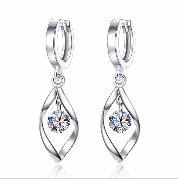 Moonlight Twist 925 Silver Crystal Earrings