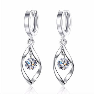 Moonlight Twist 925 Silver Crystal Earrings