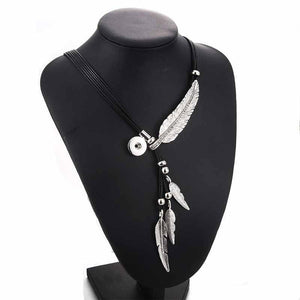 Boho Genuine Leather Feather Necklace