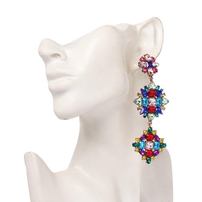 Bohemian Flower Crystal  Drop Dangle Earrings