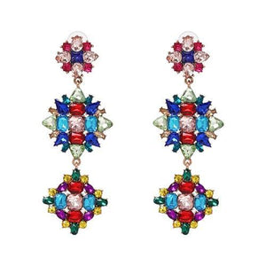 Bohemian Flower Crystal  Drop Dangle Earrings